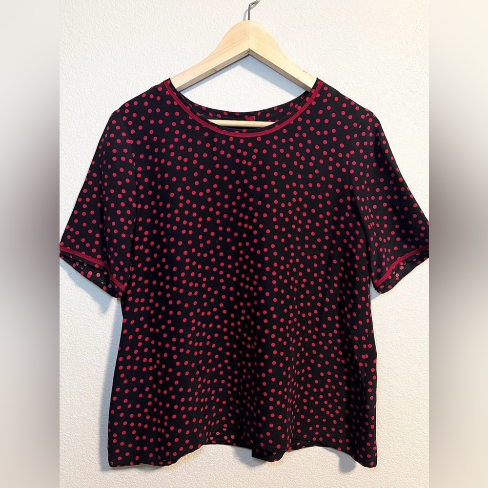 Classiques Silk Red Polka For Button Back Blouse Size S
